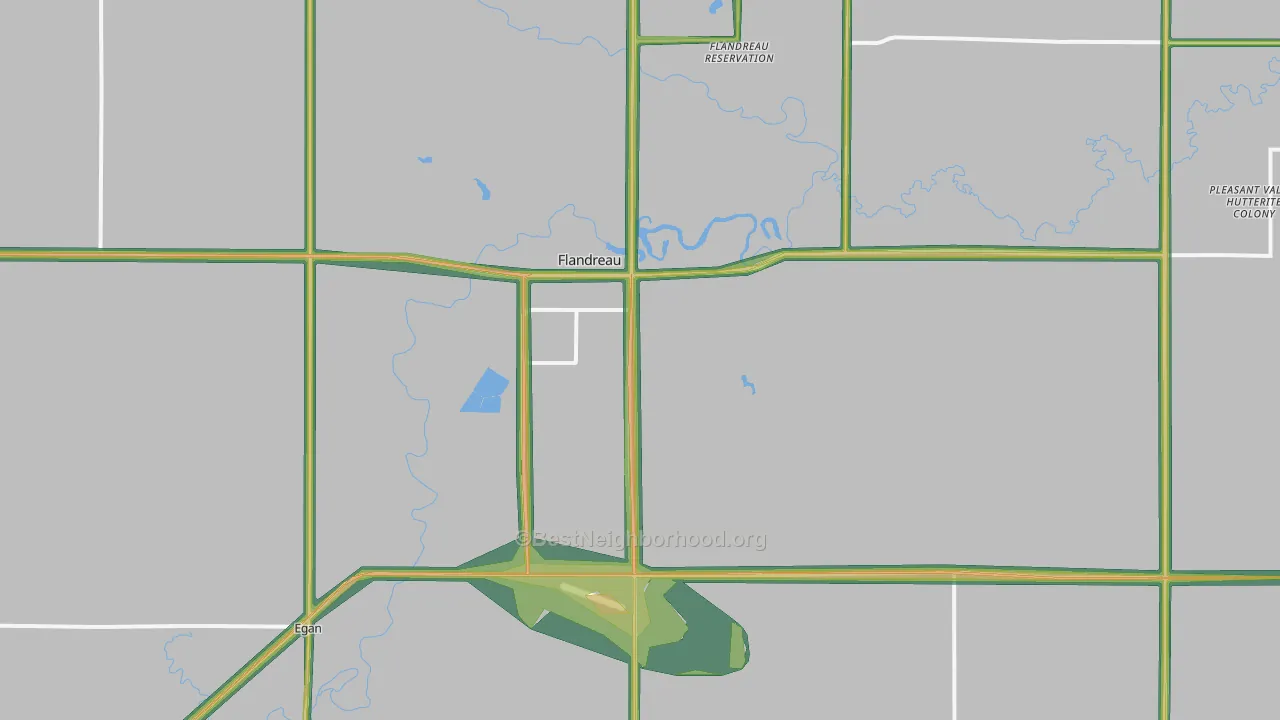 Flandreau, SD Map of Noise Levels in Flandreau