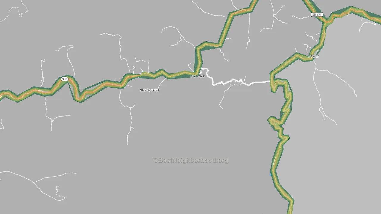 Flat Gap, VA Map of Noise Levels in Flat Gap