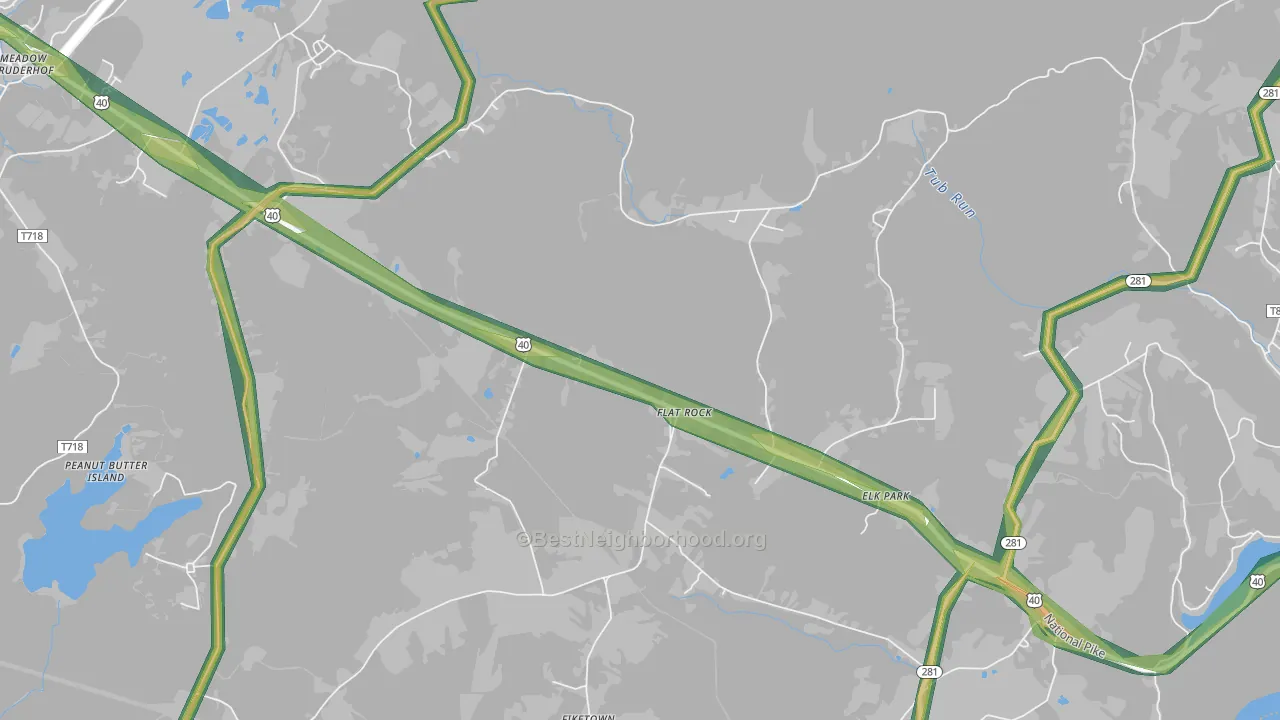 Flat Rock, PA Map of Noise Levels in Flat Rock