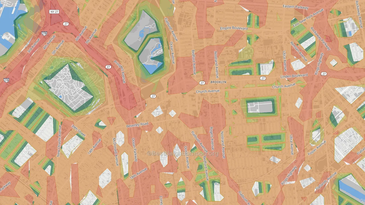 Flatbush-Ditmas Park, Brooklyn, NY Map of Noise Levels in Flatbush-Ditmas Park