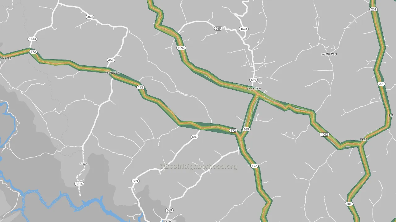 Flatgap, KY Map of Noise Levels in Flatgap