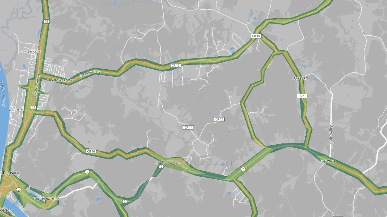 Flatrock, WV Map of Noise Levels in Flatrock