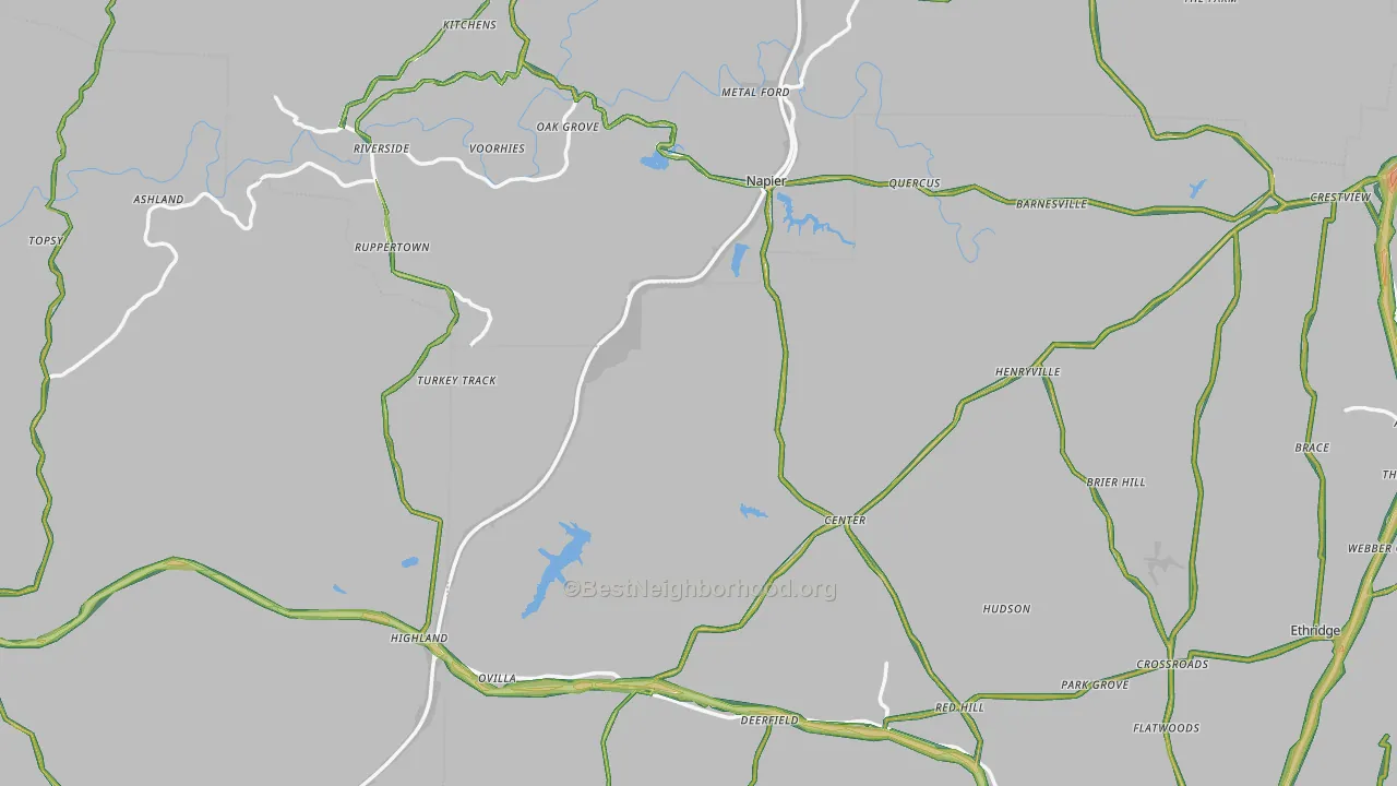 Flatwoods, TN Map of Noise Levels in Flatwoods