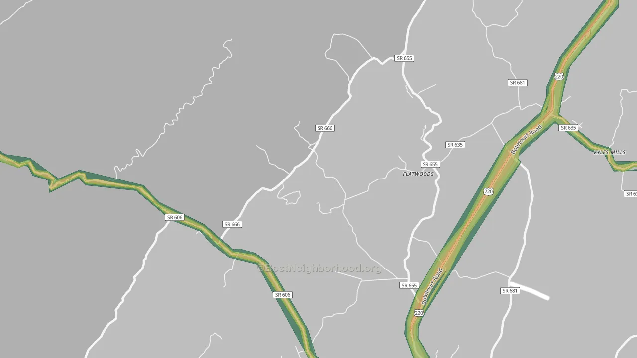 Flatwoods, VA Map of Noise Levels in Flatwoods