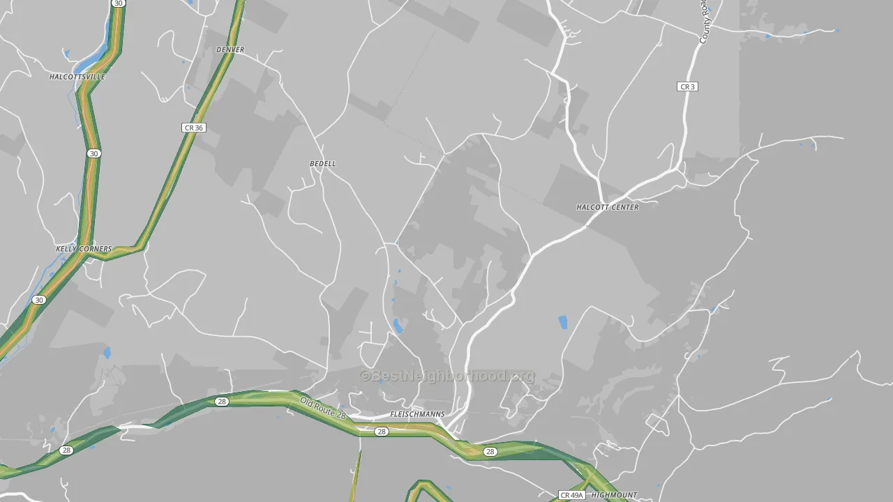 Fleischmanns, NY Map of Noise Levels in Fleischmanns