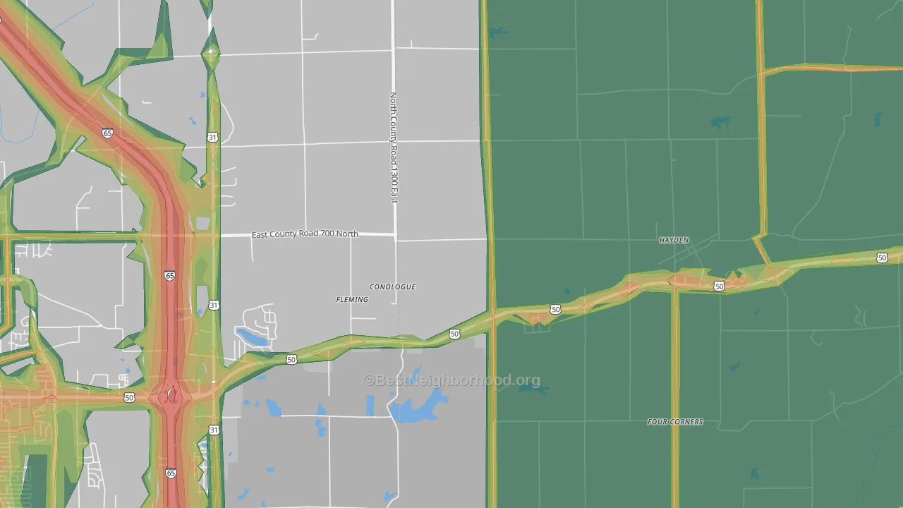 Fleming, IN Map of Noise Levels in Fleming