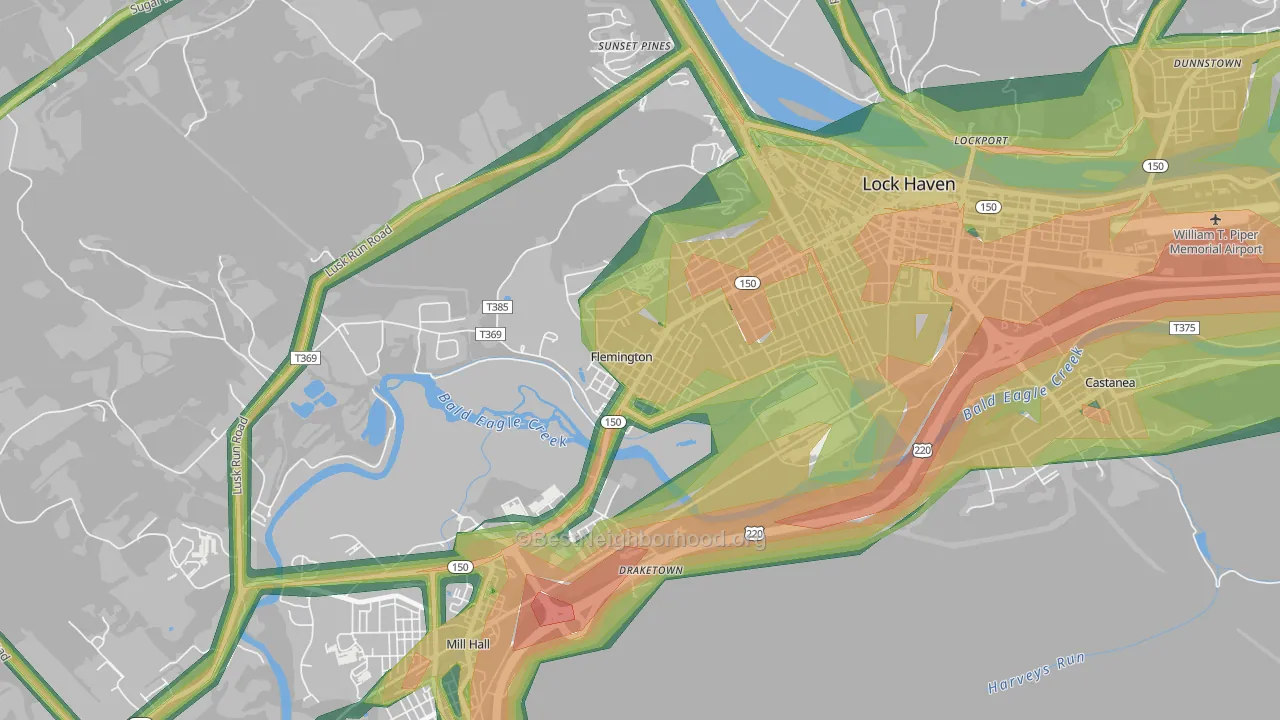 Flemington, PA Map of Noise Levels in Flemington