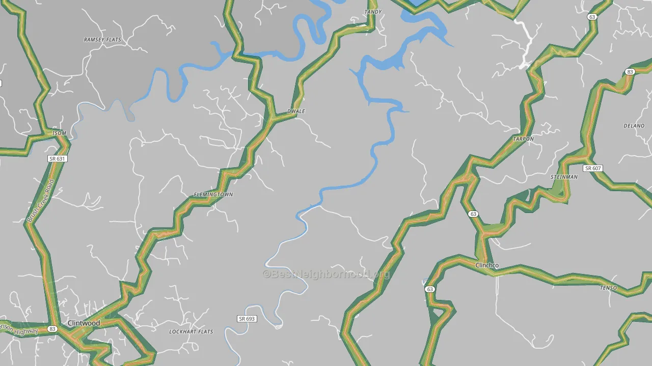 Flemingtown, VA Map of Noise Levels in Flemingtown