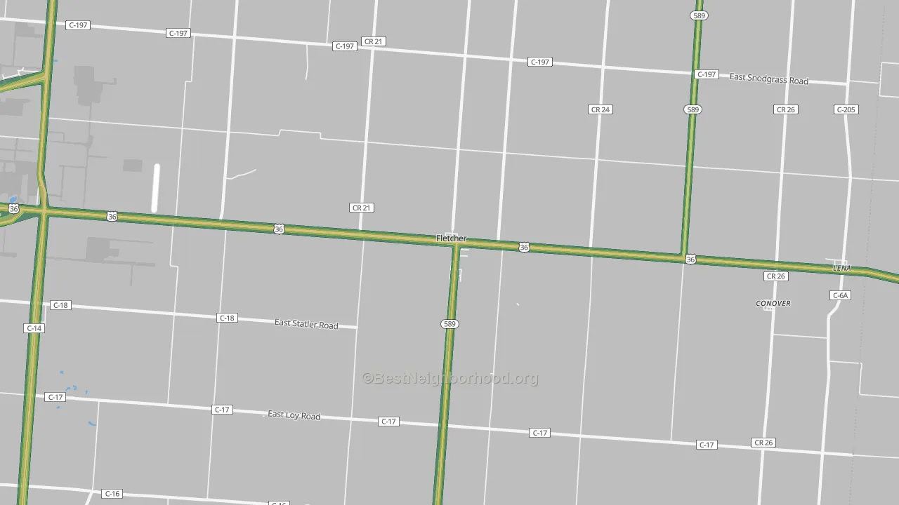 Fletcher, OH Map of Noise Levels in Fletcher