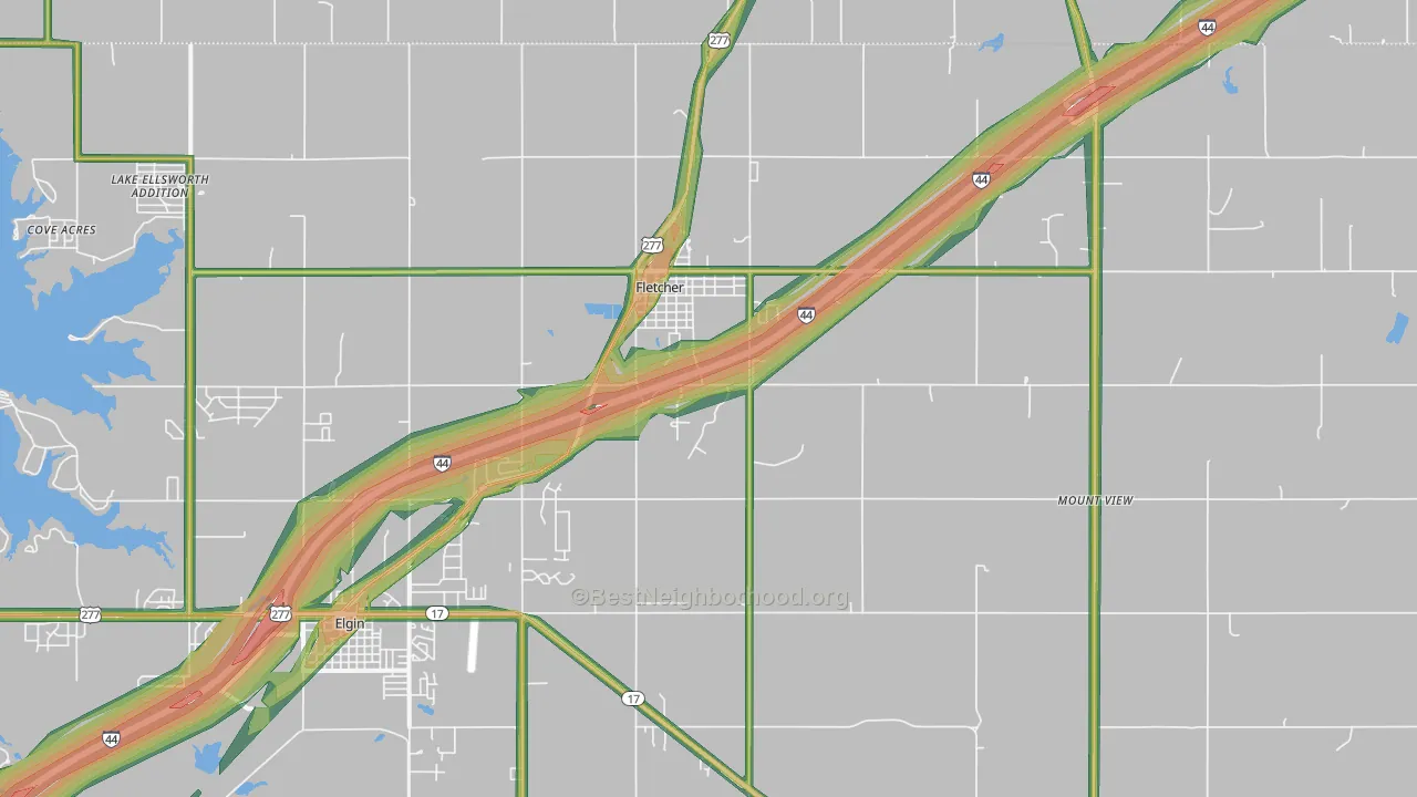 Fletcher, OK Map of Noise Levels in Fletcher