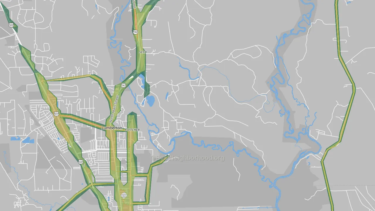 Fletcher, TX Map of Noise Levels in Fletcher