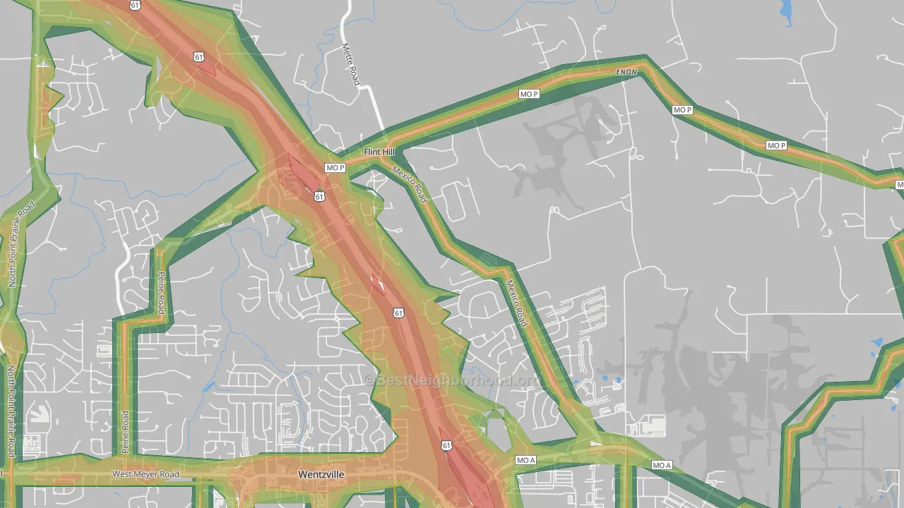 Flint Hill, MO Map of Noise Levels in Flint Hill