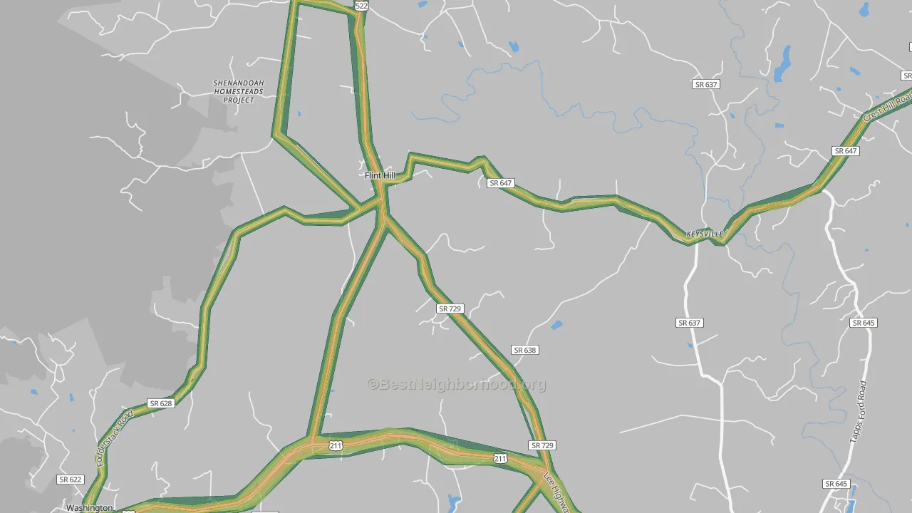 Flint Hill, VA Map of Noise Levels in Flint Hill