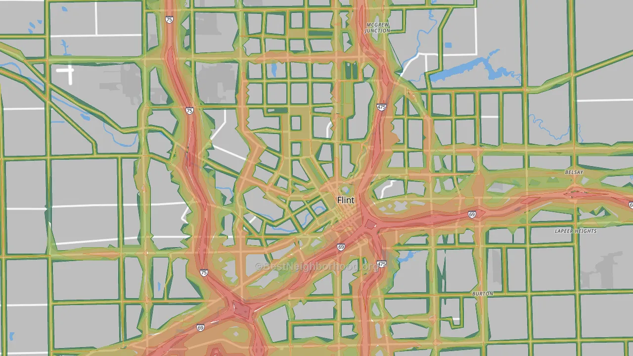 Flint, MI Map of Noise Levels in Flint