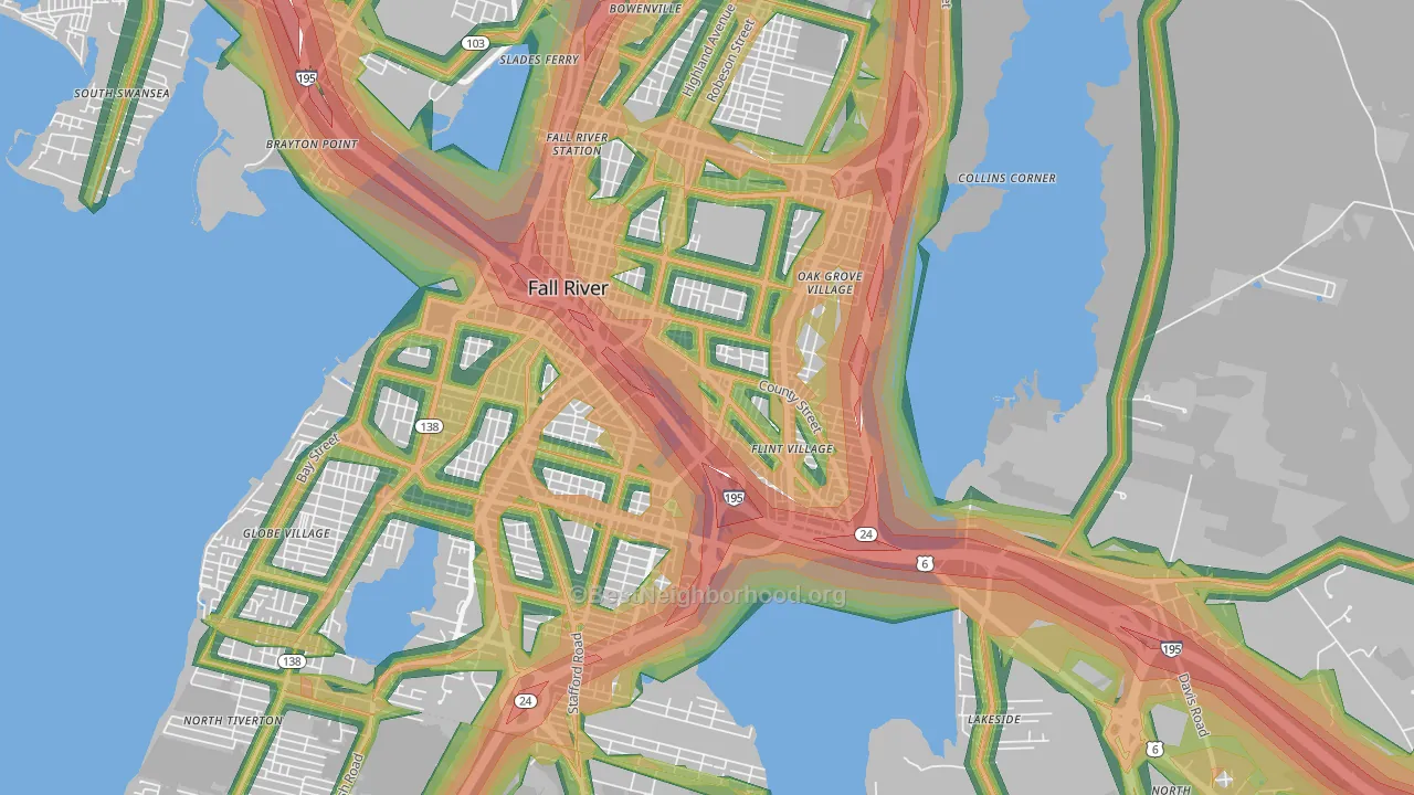 Flint Village, Fall River, MA Map of Noise Levels in Flint Village