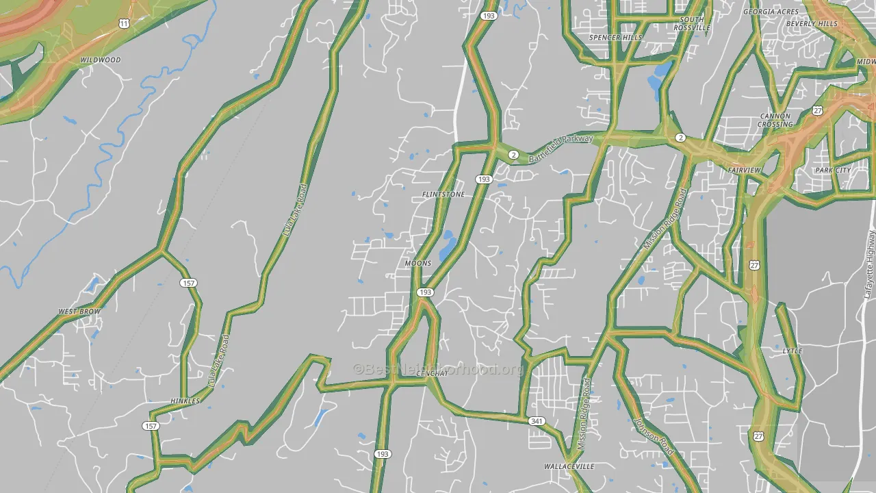 Flintstone, GA Map of Noise Levels in Flintstone