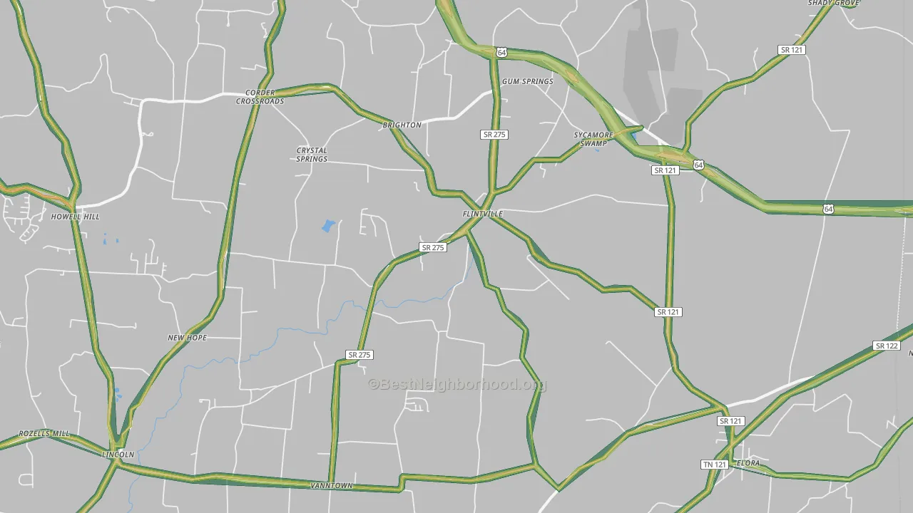 Flintville, TN Map of Noise Levels in Flintville
