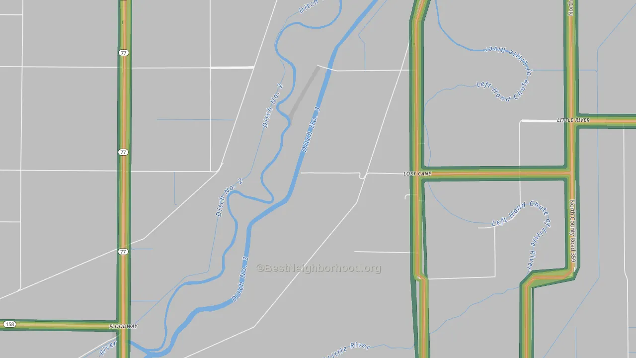 Floodway, AR Map of Noise Levels in Floodway