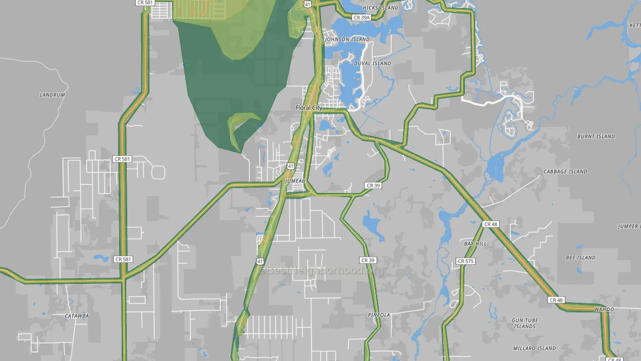 Floral City, FL Map of Noise Levels in Floral City
