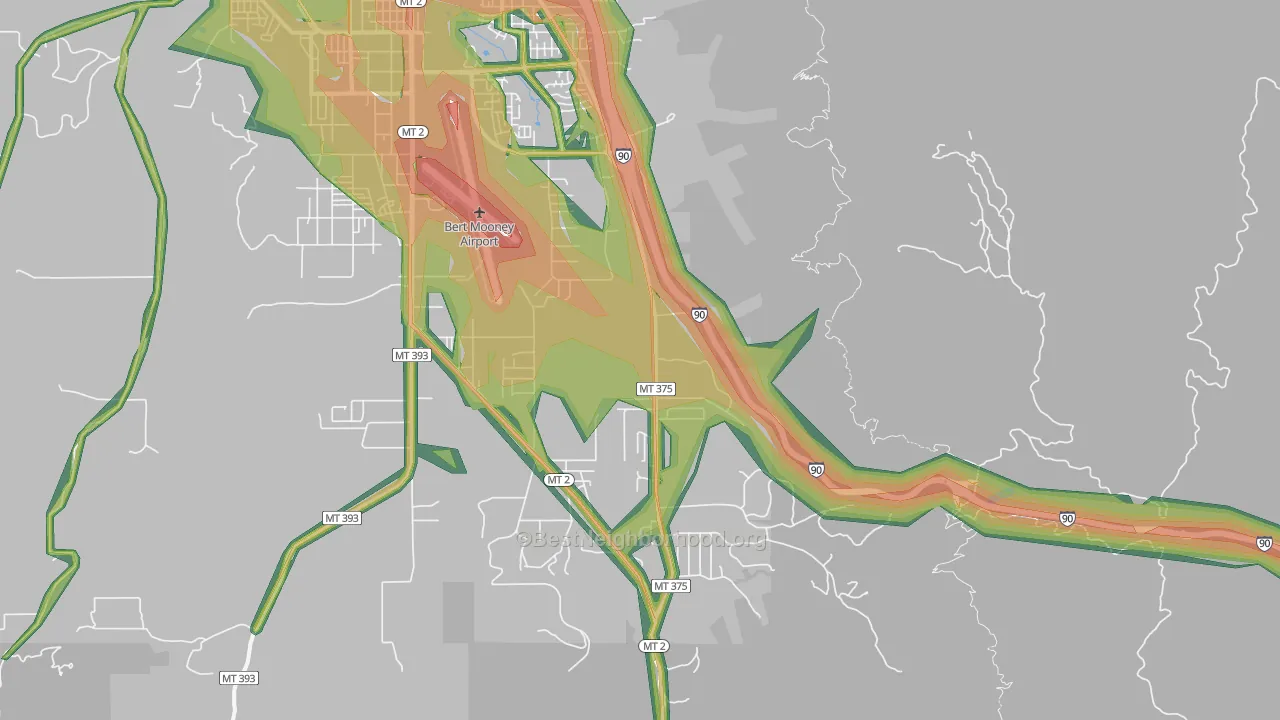 Floral Park, MT Map of Noise Levels in Floral Park