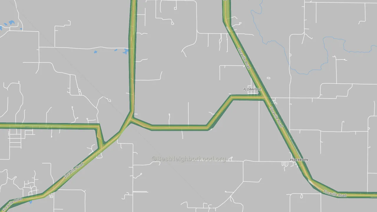 Floraville, IL Map of Noise Levels in Floraville