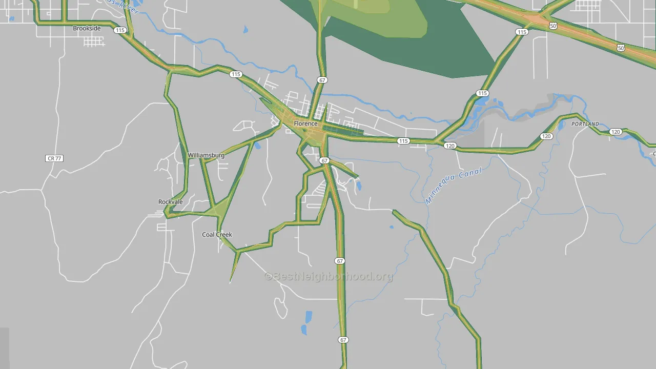 Florence, CO Map of Noise Levels in Florence