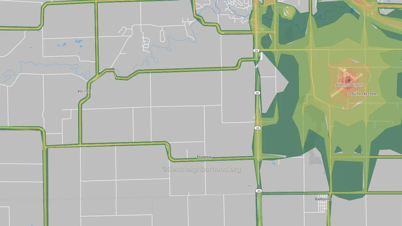 Florence, IL Map of Noise Levels in Florence