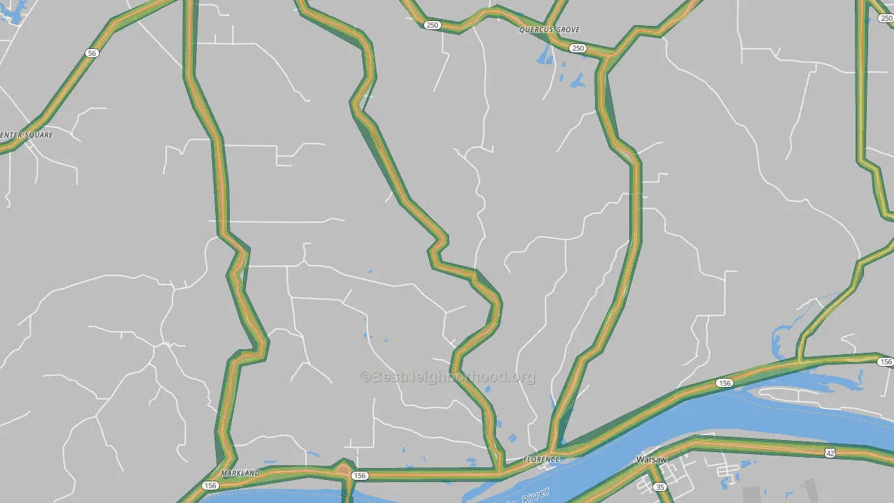 Florence, IN Map of Noise Levels in Florence