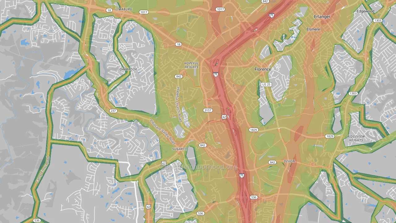 Florence, KY Map of Noise Levels in Florence