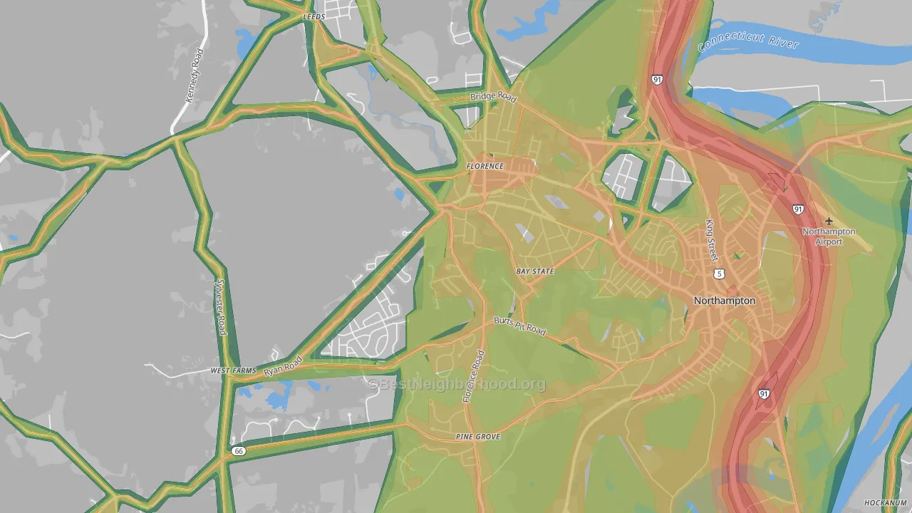 Florence, MA Map of Noise Levels in Florence