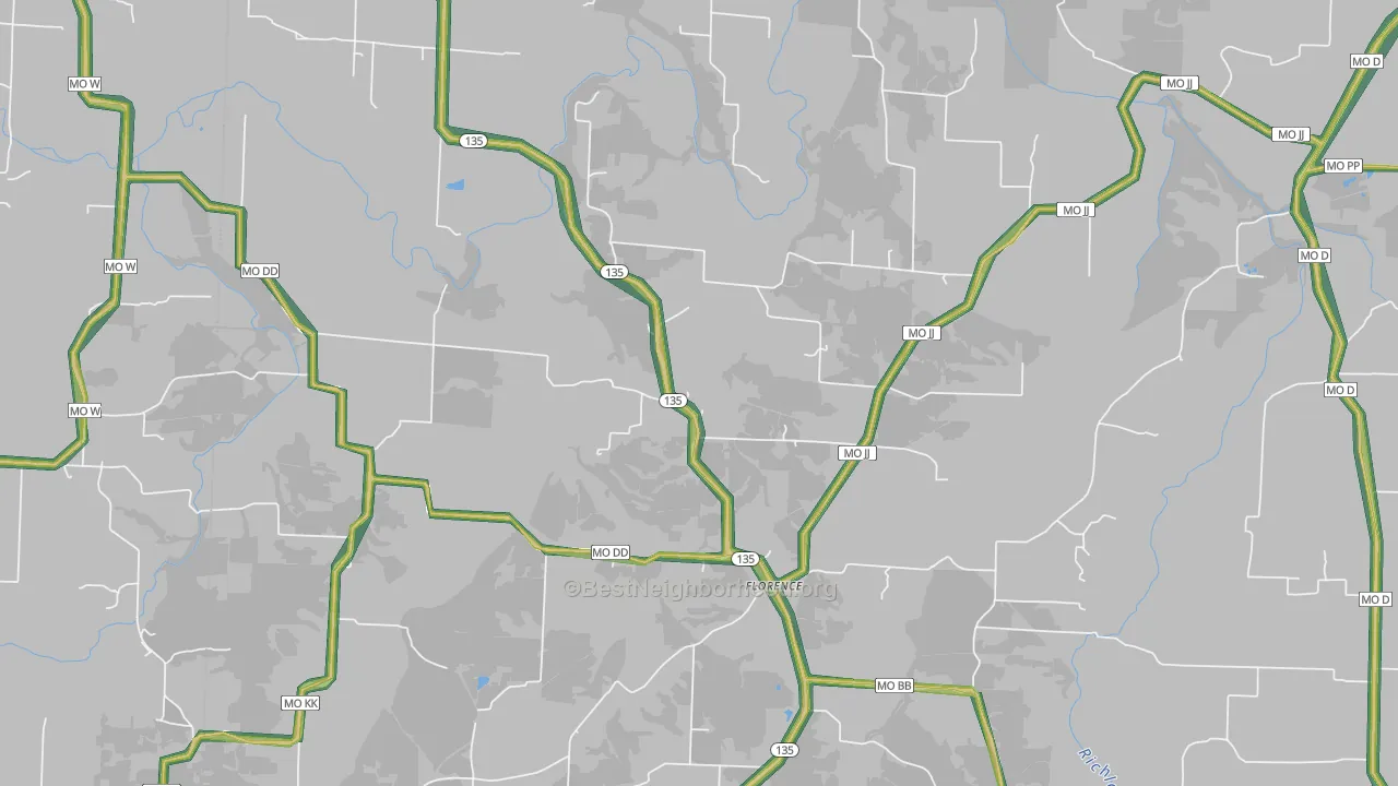 Florence, MO Map of Noise Levels in Florence