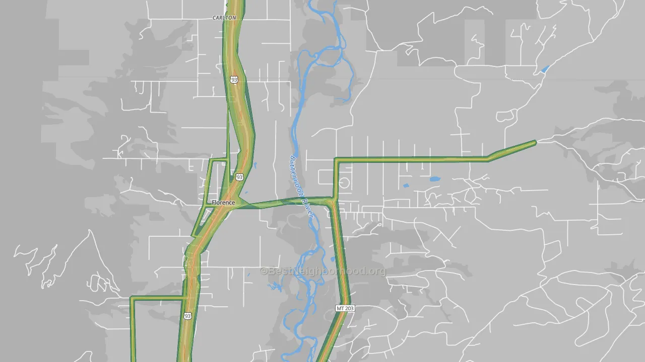 Florence, MT Map of Noise Levels in Florence