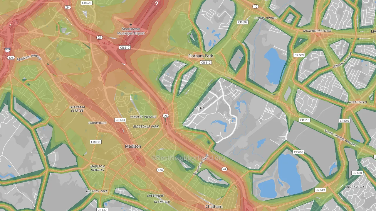 Florham Park, NJ Map of Noise Levels in Florham Park