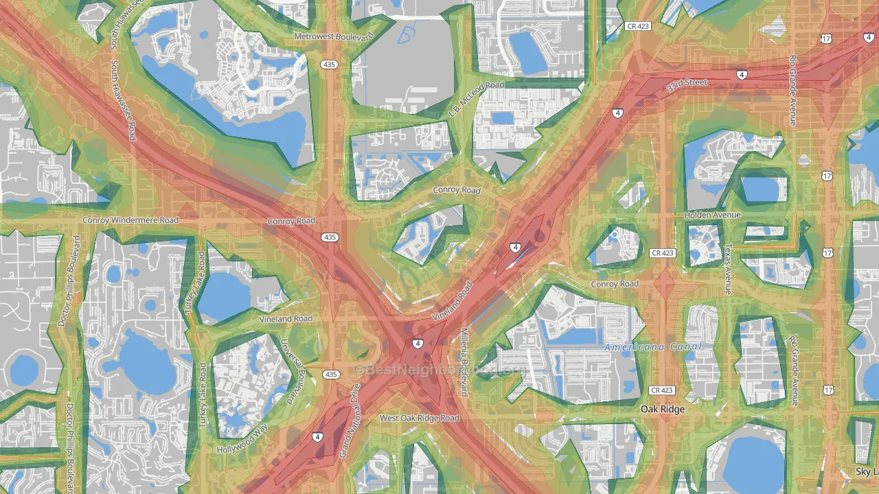 Florida Center North, Orlando, FL Map of Noise Levels in Florida Center North
