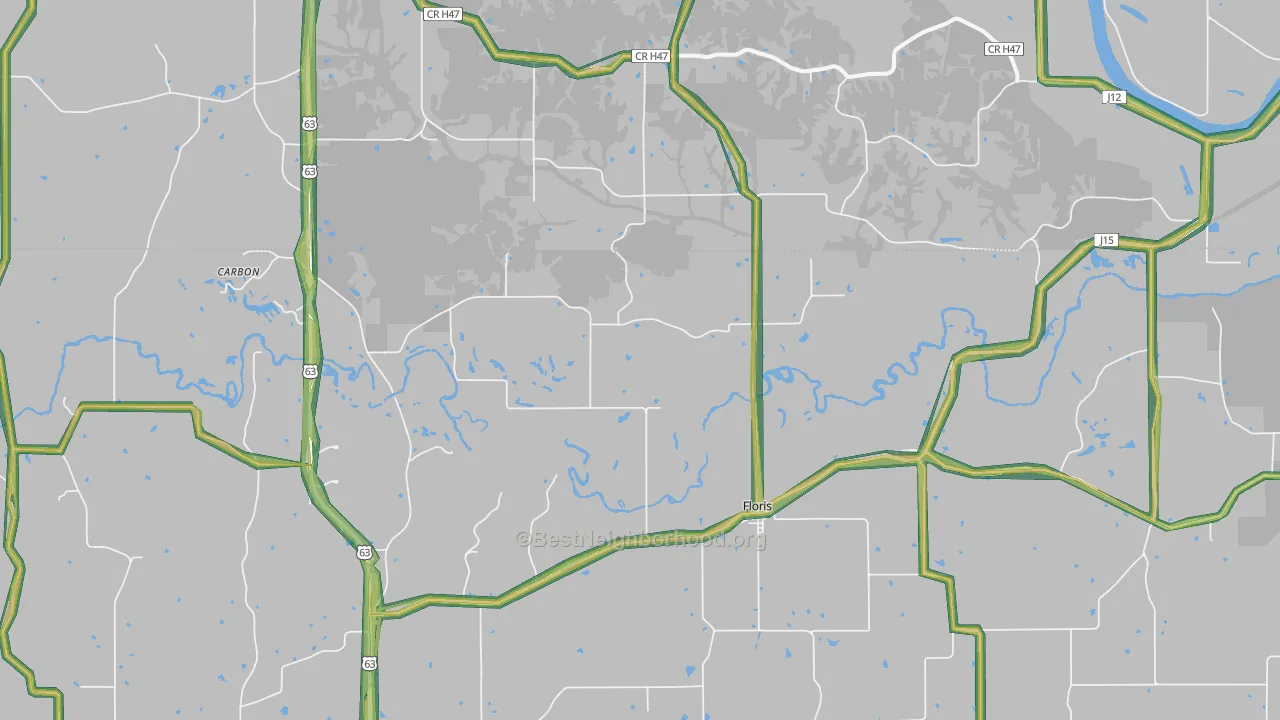 Floris, IA Map of Noise Levels in Floris