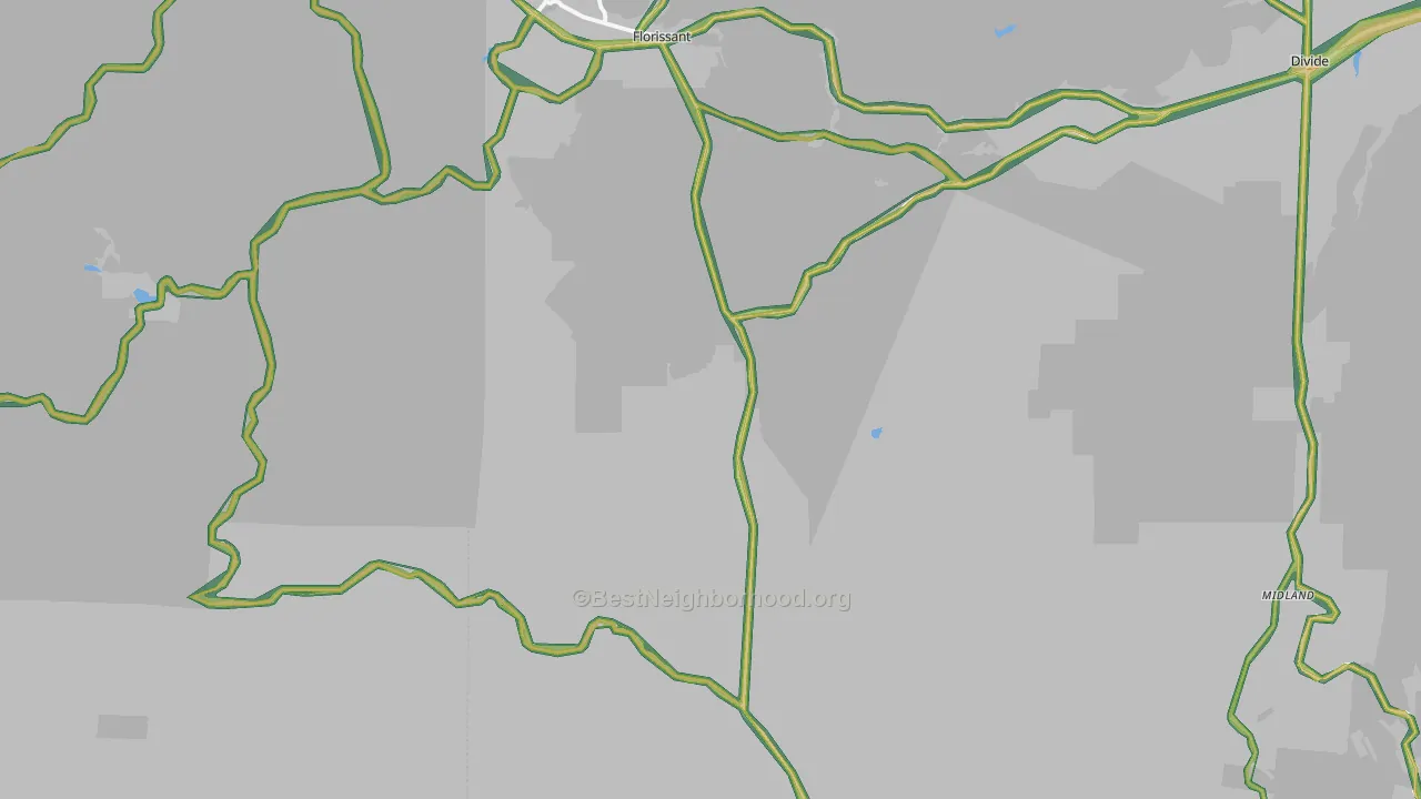 Florissant, CO Map of Noise Levels in Florissant