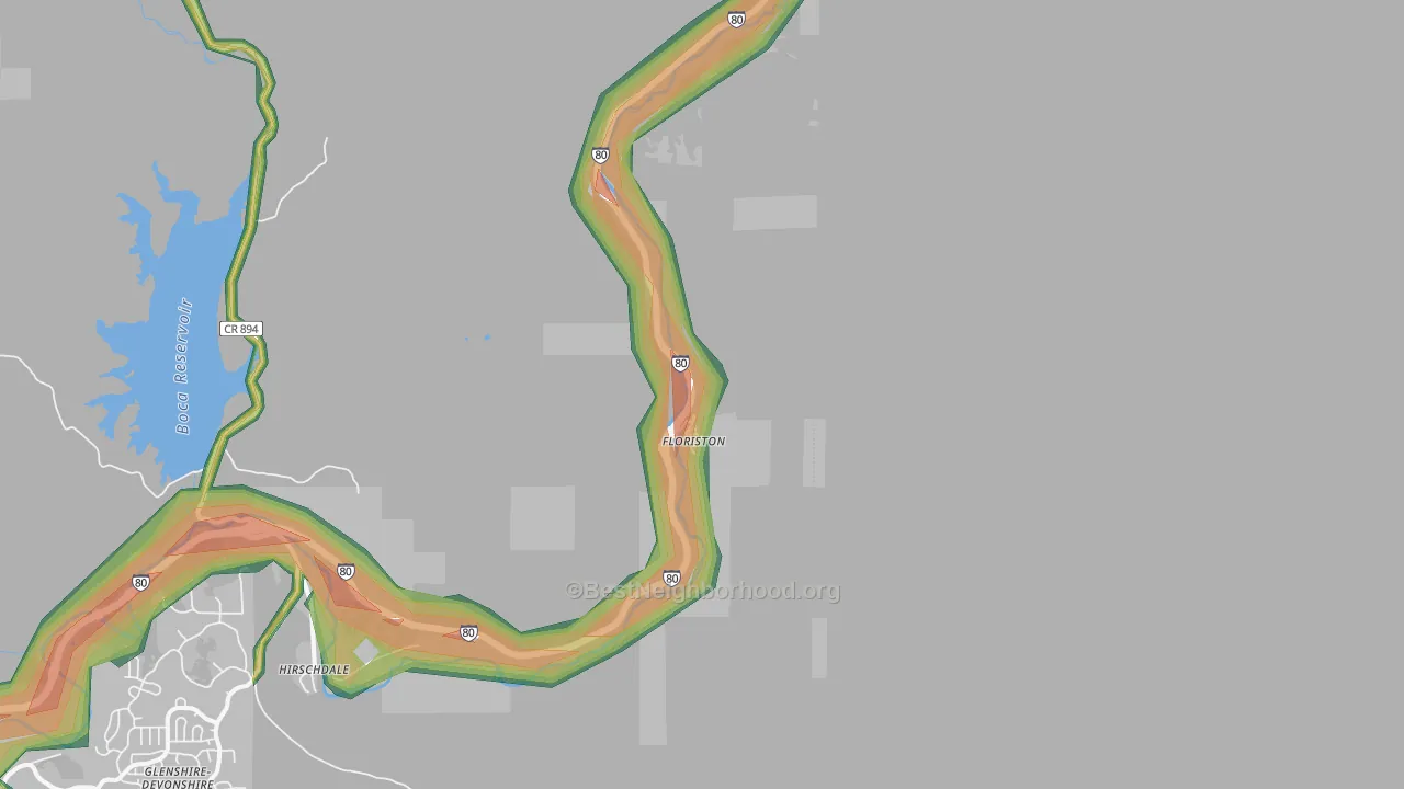 Floriston, CA Map of Noise Levels in Floriston