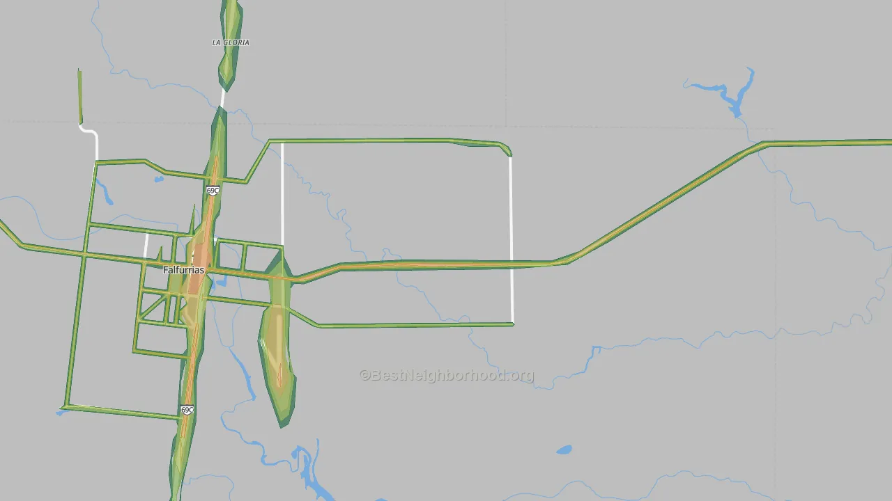 Flowella, TX Map of Noise Levels in Flowella