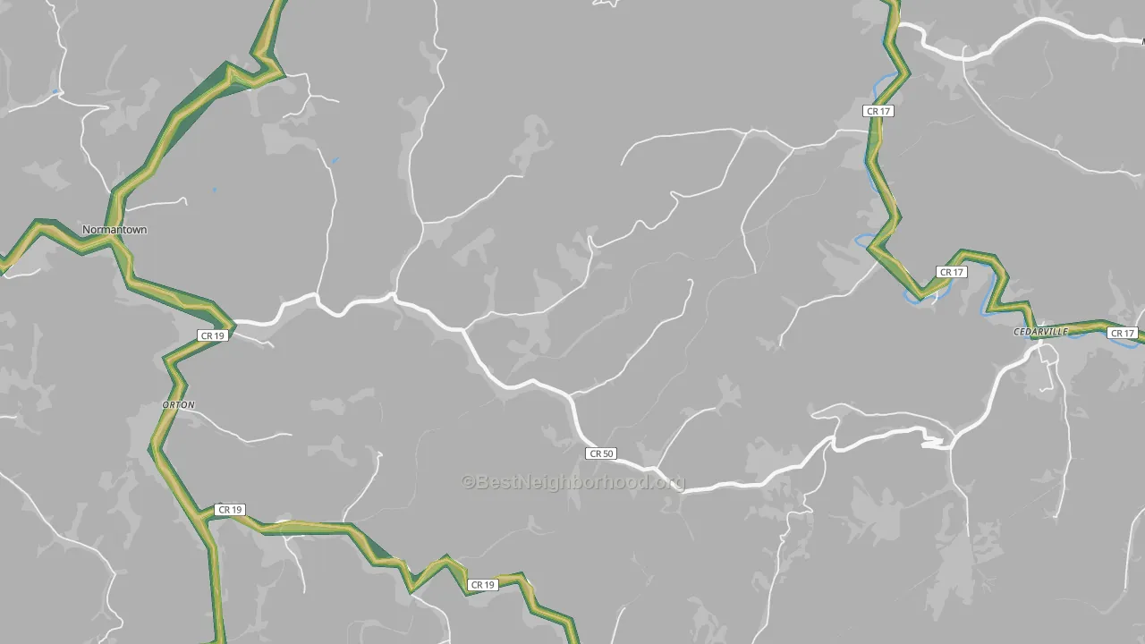 Flower, WV Map of Noise Levels in Flower
