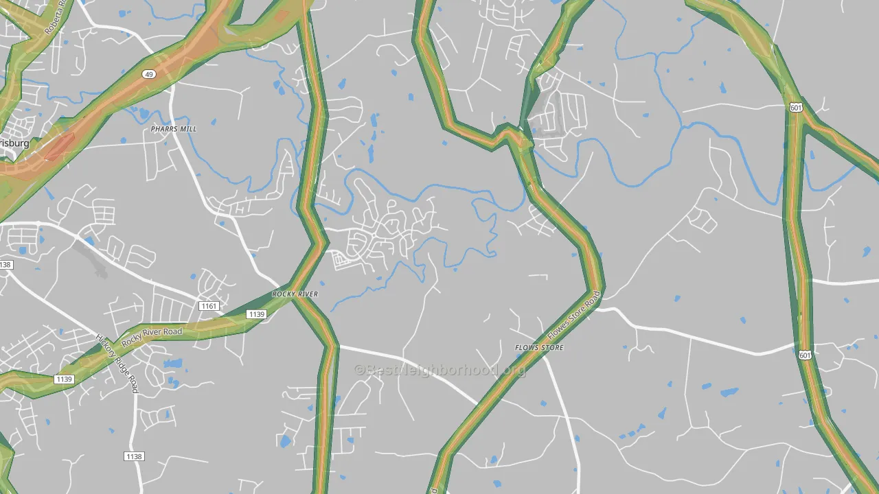 Flows Store, NC Map of Noise Levels in Flows Store