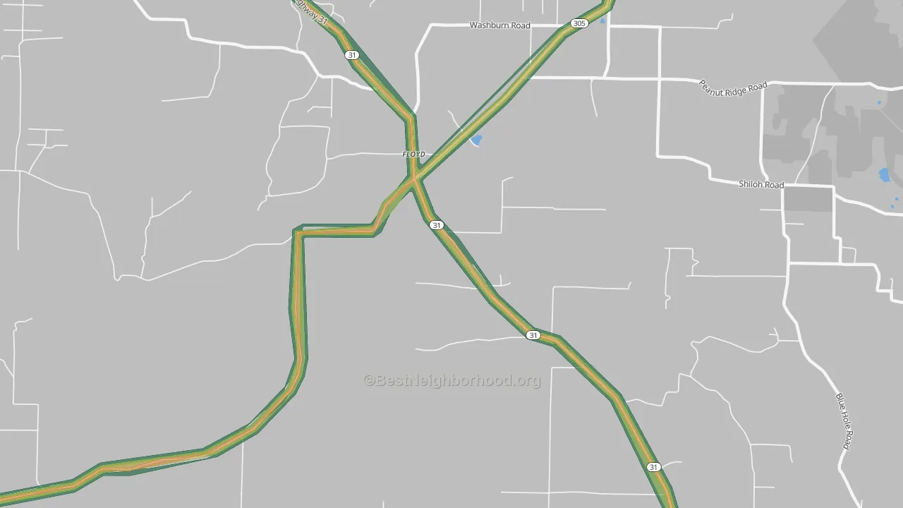 Floyd, AR Map of Noise Levels in Floyd