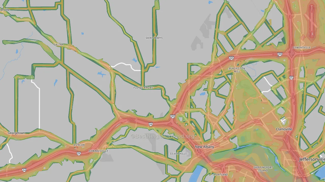 Floyd County, IN Map of Noise Levels in Floyd County