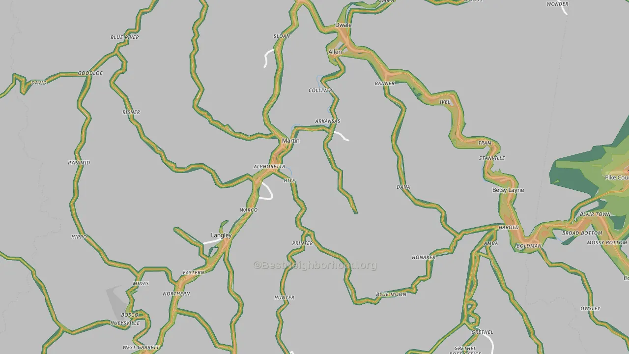 Floyd County, KY Map of Noise Levels in Floyd County