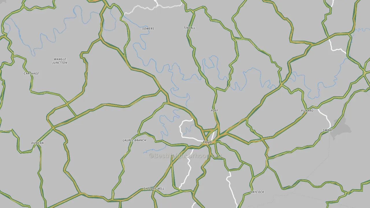 Floyd County, VA Map of Noise Levels in Floyd County