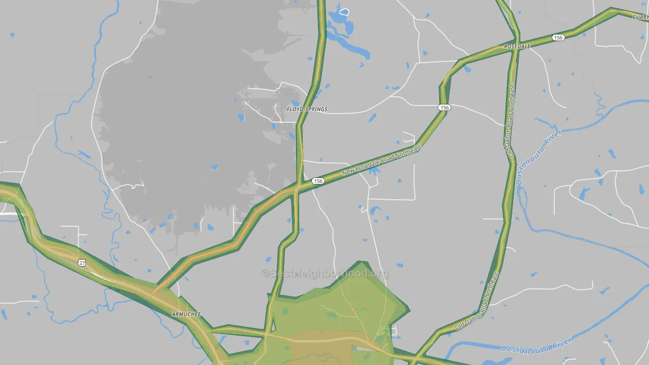 Floyd Springs, GA Map of Noise Levels in Floyd Springs