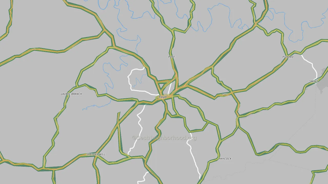 Floyd, VA Map of Noise Levels in Floyd