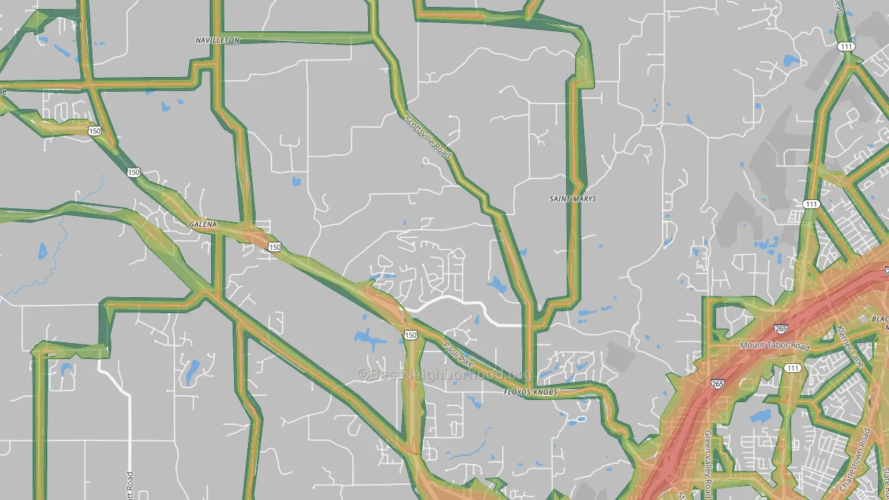 Floyds Knobs, IN Map of Noise Levels in Floyds Knobs