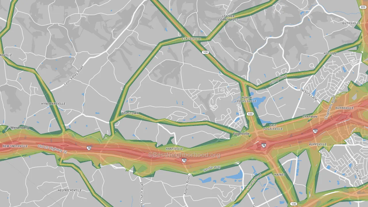 Fogelsville, PA Map of Noise Levels in Fogelsville