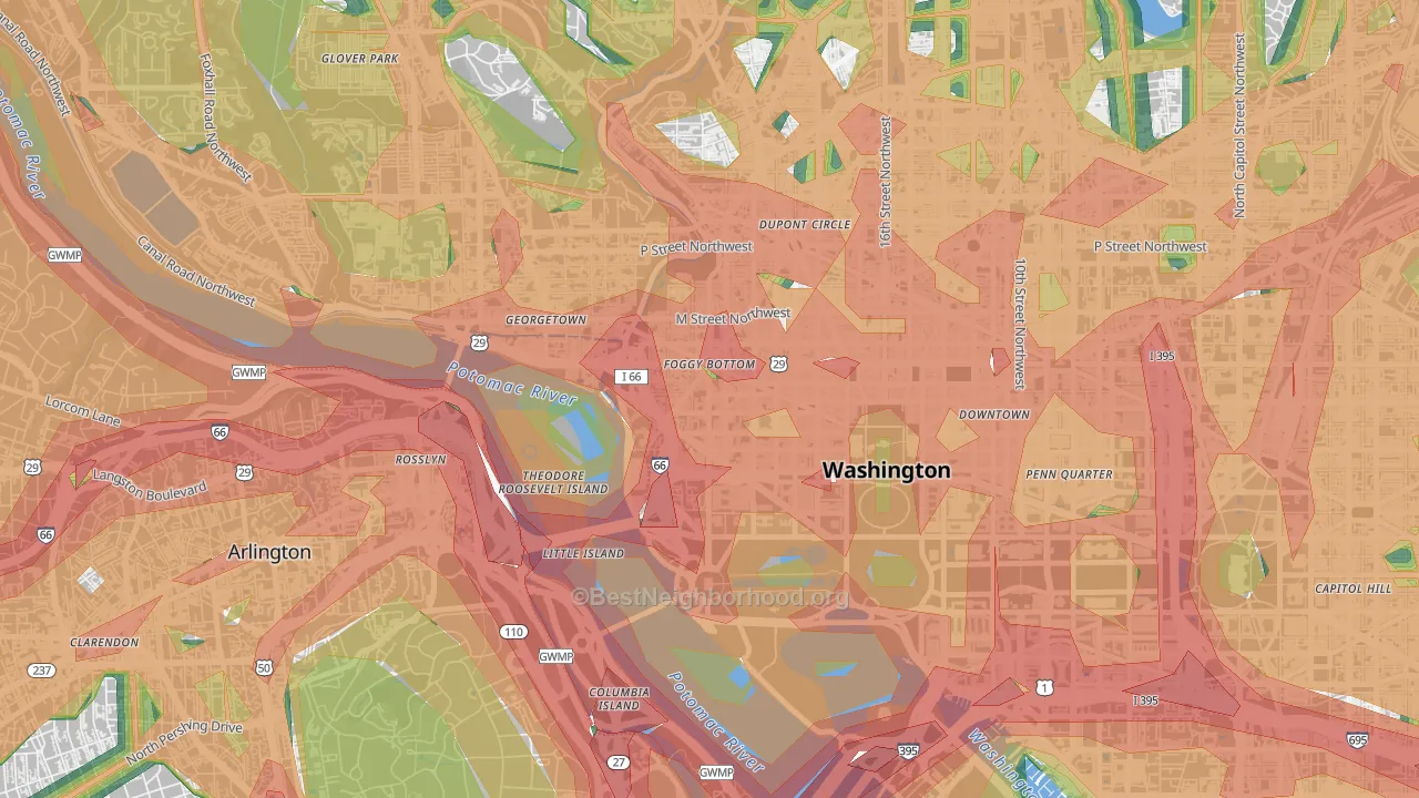 Foggy Bottom, Washington, DC Map of Noise Levels in Foggy Bottom