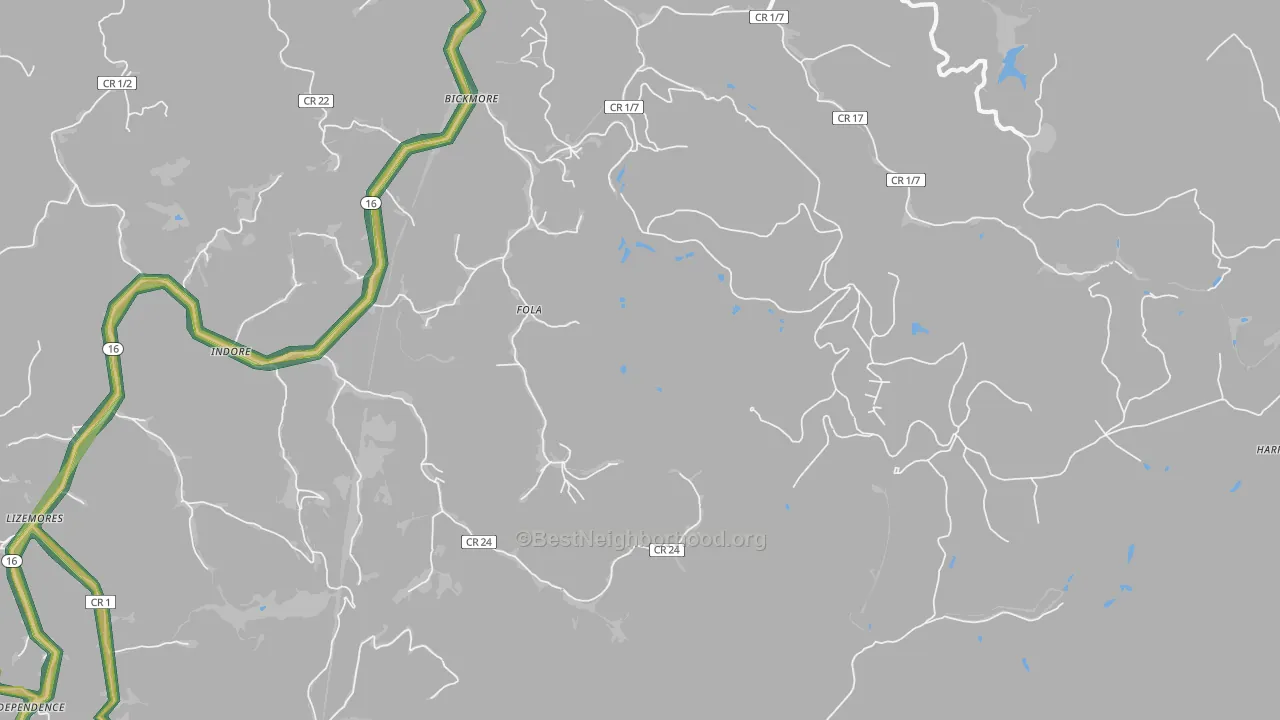 Fola, WV Map of Noise Levels in Fola